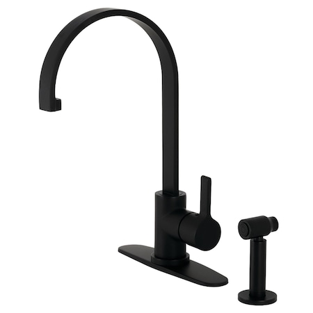 Gourmetier Continental Single-Handle Kitchen Faucet W/ Brass Sprayer, Black LS8710CTLBS